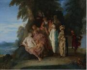 Claude Gillot A scene inspired by the Commedia Sweden oil painting artist